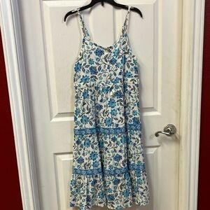 Girls Blue Floral Long Dress size XL (14-16)